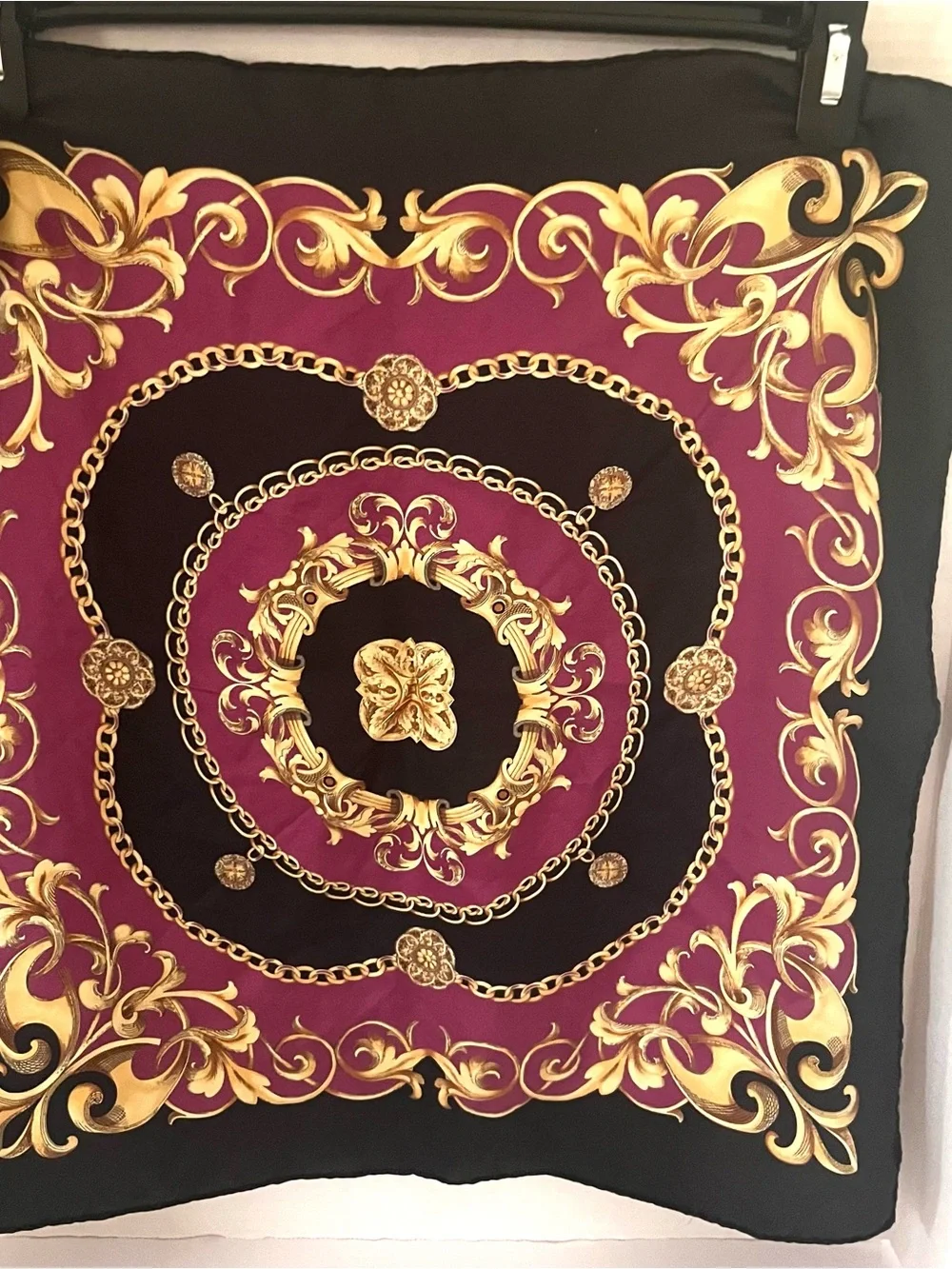 Baroque Chain Print Scarf in Magenta and Black Unbranded Mob Wife